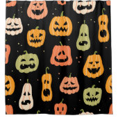 ハロウィーン用カボチャの継ぎ目のない模様。手が悪い シャワーカーテン (正面)