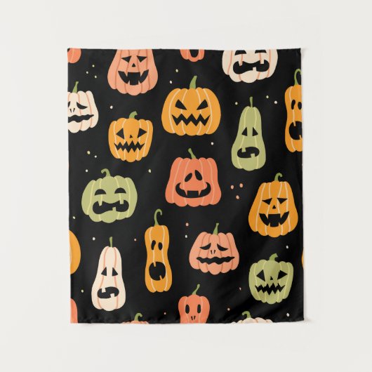 ハロウィーン用カボチャの継ぎ目のない模様。手が悪い タペストリー (正面)