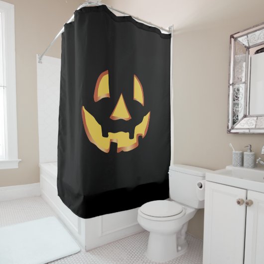 ハロウィーン用カボチャ顔 シャワーカーテン (インサイチュ)