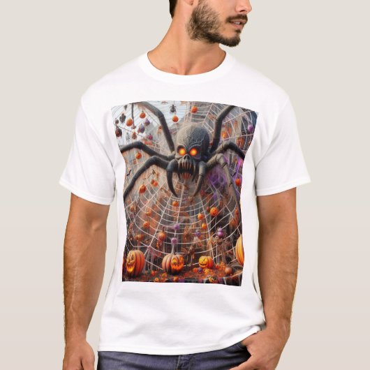 ハロウィーン用スパイダーウェブデザインtシャツ tシャツ (正面)