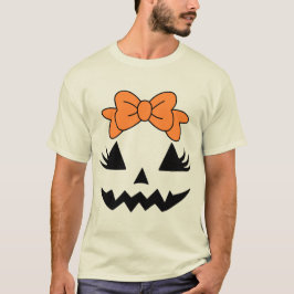 ハロウィーン用ブライトオレンジボウデザイン Tシャツ
