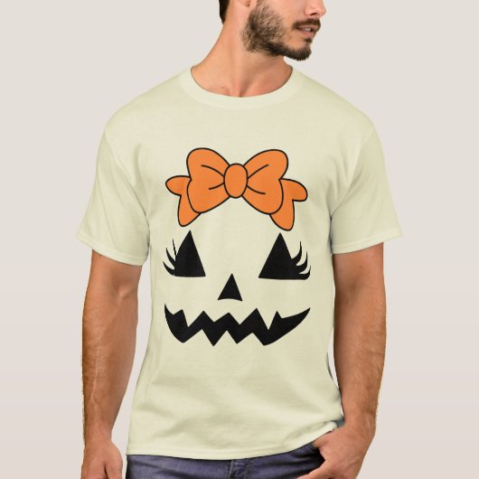 ハロウィーン用ブライトオレンジボウデザイン Tシャツ (正面)
