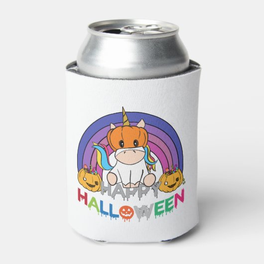 ハロウィーン用ユニコーンかぼちゃの頭 缶クーラー (缶正面)
