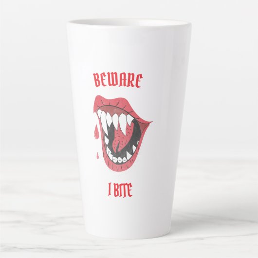 ハロウィーン用心I bite カフェラテマグ (正面)