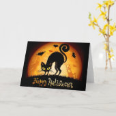 ハロウィーン用挨拶カード/黒猫 カード (黄色い花)