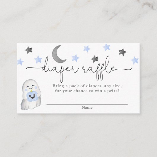 ハロウィーン男の子の赤ちゃんシャワーおむつラッフルカード エンクロージャーカード (正面)