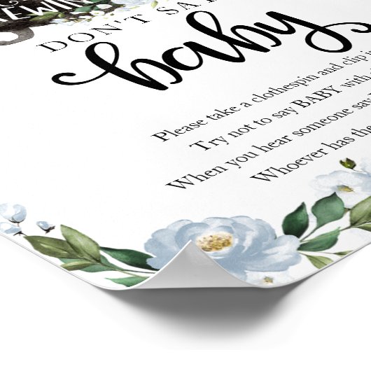 ハロウィーン男の子の赤ちゃんシャワー言わないベビー標識 ポスター (角)