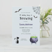 ハロウィーン男の赤ちゃんが赤ちゃんシャワーを醸造している 招待状 (スタンド正面)