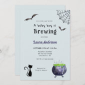 ハロウィーン男の赤ちゃんが赤ちゃんシャワーを醸造している 招待状 (正面/裏面)