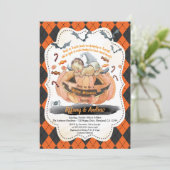 ハロウィーン男の赤ちゃんシャワーの招待。少年 招待状 (スタンド正面)