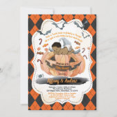 ハロウィーン男の赤ちゃんシャワーカボチャ 招待状 (正面)