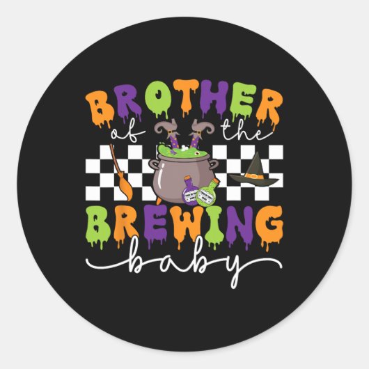 ハロウィーン男性女性子供による醸造の兄弟 ラウンドシール (正面)