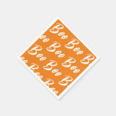 ハロウィーン白オレンジブー文字パターン スタンダードカクテルナプキン (角)