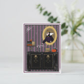 ハロウィーン白雪姫とケーキ葉書 ポストカード (スタンド正面)