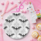 ハロウィーン白黒こうもりパターン ペーパープレート (パーティー)