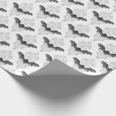 ハロウィーン白黒こうもりパターン ラッピングペーパー (角)