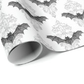 ハロウィーン白黒こうもりパターン ラッピングペーパー (ロールコーナー)