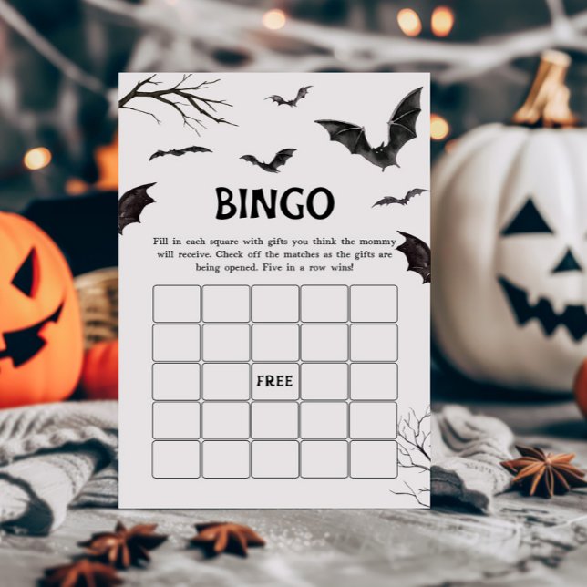 ハロウィーン白黒こうもりビンゴゲーム (Black and White Bats Baby Shower Bingo Game)