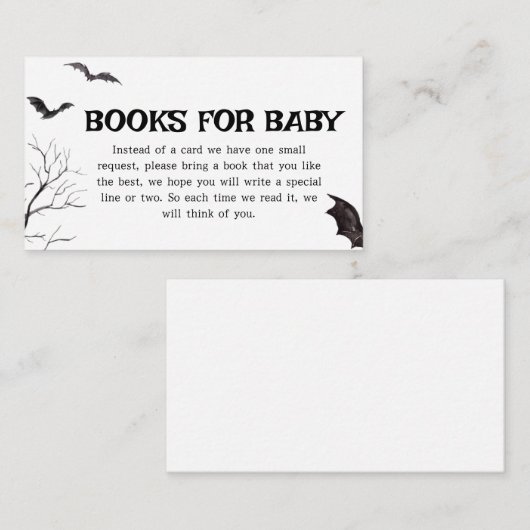 ハロウィーン白黒こうもり本ベビー エンクロージャーカード (正面/裏面)