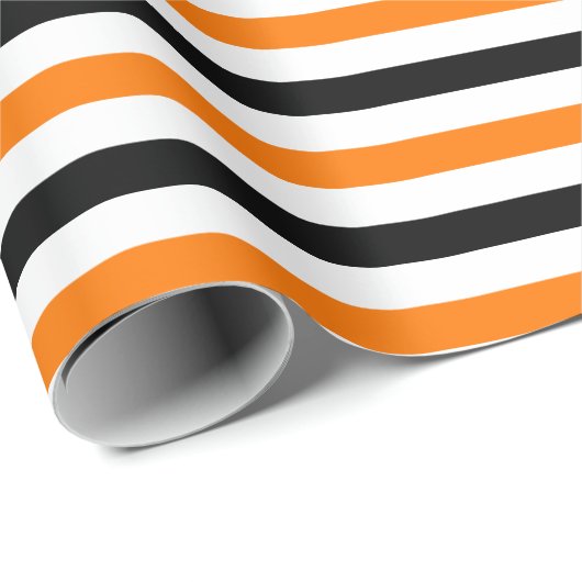 ハロウィーン白黒オレンストライプジのパターンの贈り物 ラッピングペーパー (ロールコーナー)