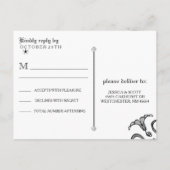 ハロウィーン白黒ゴシック巻RSVP インビテーションポストカード (裏面)