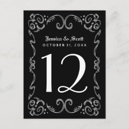 ハロウィーン白黒ゴシック表番号カード ポストカード