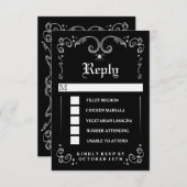 ハロウィーン白黒ゴシック3.5x5メニュー出欠 出欠カード (正面/裏面)