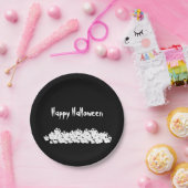 ハロウィーン白黒スカルカスタム杭 ペーパープレート (パーティー)