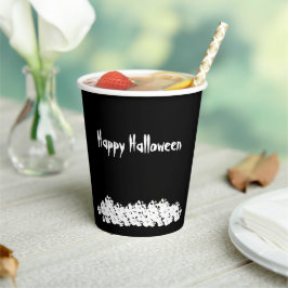 ハロウィーン白黒スカルカスタム杭 紙コップ