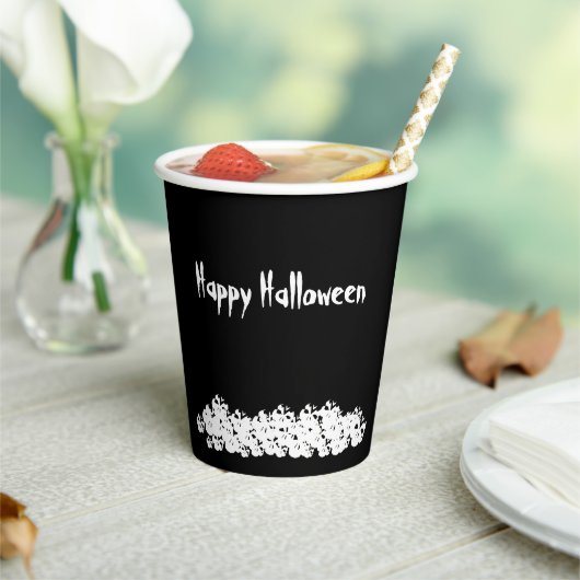 ハロウィーン白黒スカルカスタム杭 紙コップ (インサイチュ)