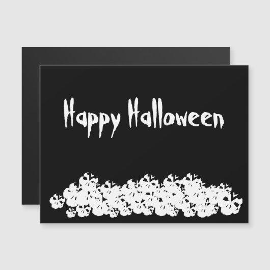 ハロウィーン白黒スカルパイルカスタムマグネット (正面/裏面)