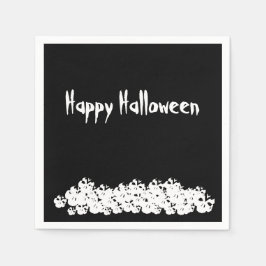 ハロウィーン白黒スカルパイルカスタム紙 スタンダードカクテルナプキン