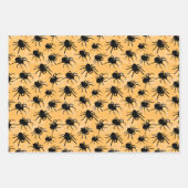 ハロウィーン白黒スパイダーとスパイダーウェブパターン ラッピングペーパーシート (正面)