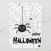 ハロウィーン白黒スパイダーウェブグリーティングカード 招待状 (正面/裏面)