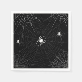 ハロウィーン白黒スパイダーウェブ スタンダードカクテルナプキン