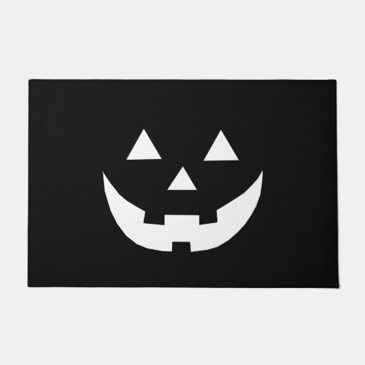 ハロウィーン白黒ハロウィーンのカボチャのちょうちんカボチャかわいい ドアマット (正面)