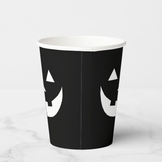ハロウィーン白黒ハロウィーンのカボチャのちょうちんカボチャ顔 紙コップ (右)