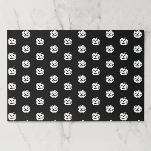 ハロウィーン白黒ハロウィーンのカボチャのちょうちんランチョンマット ペーパーパッド (正面)