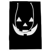 ハロウィーン白黒ハロウィーンのカボチャのちょうちん怖い治療 ミディアムペーパーバッグ (正面)