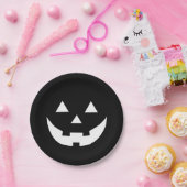 ハロウィーン白黒ハロウィーンのカボチャのちょうちん怖おもしろいい ペーパープレート (パーティー)