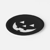 ハロウィーン白黒ハロウィーンのカボチャのちょうちん怖おもしろいい ペーパープレート (アングル)
