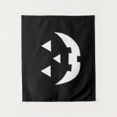 ハロウィーン白黒ハロウィーンのカボチャのちょうちん怖 タペストリー (正面)