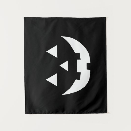 ハロウィーン白黒ハロウィーンのカボチャのちょうちん怖 タペストリー (正面)