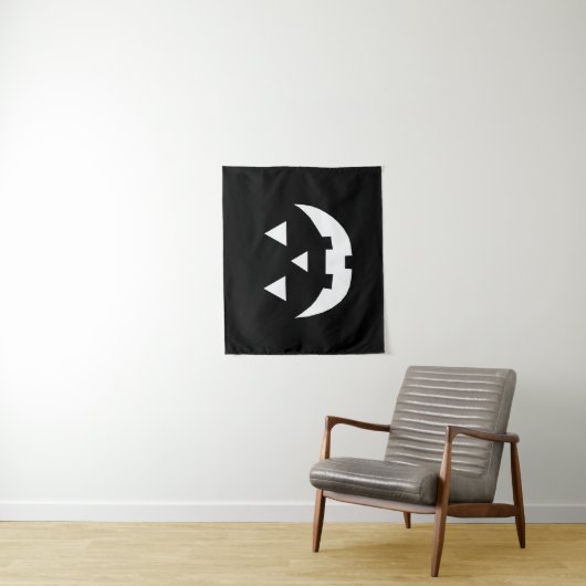 ハロウィーン白黒ハロウィーンのカボチャのちょうちん怖 タペストリー (インサイチュ)