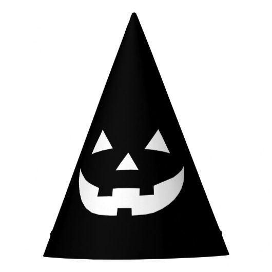 ハロウィーン白黒ハロウィーンのカボチャのちょうちん怖 パーティーハット (正面)
