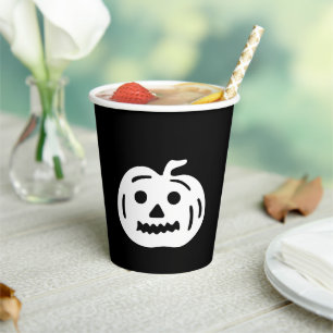 ハロウィーン白黒ハロウィーンのカボチャのちょうちん 紙コップ