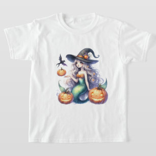 ハロウィーン神秘的な人魚の少女 Tシャツ