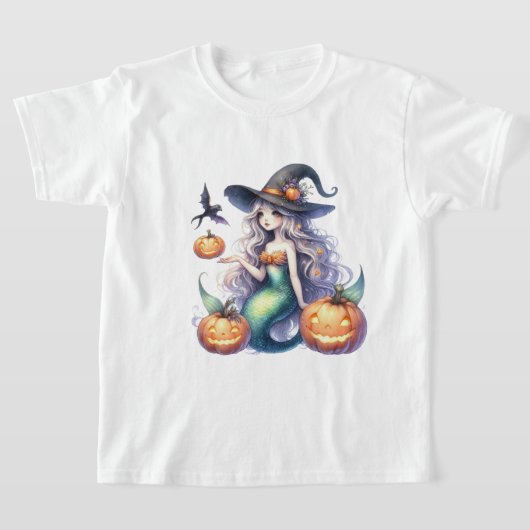 ハロウィーン神秘的な人魚の少女 Tシャツ (レイダウン)
