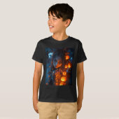 ハロウィーン神秘的な魅惑の魔女白熱［赤熱］光を放つカンプ Tシャツ (正面フル)