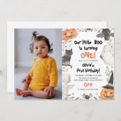 ハロウィーン私たちの小さなブー誕生日パーティーの招待 招待状 (正面/裏面)